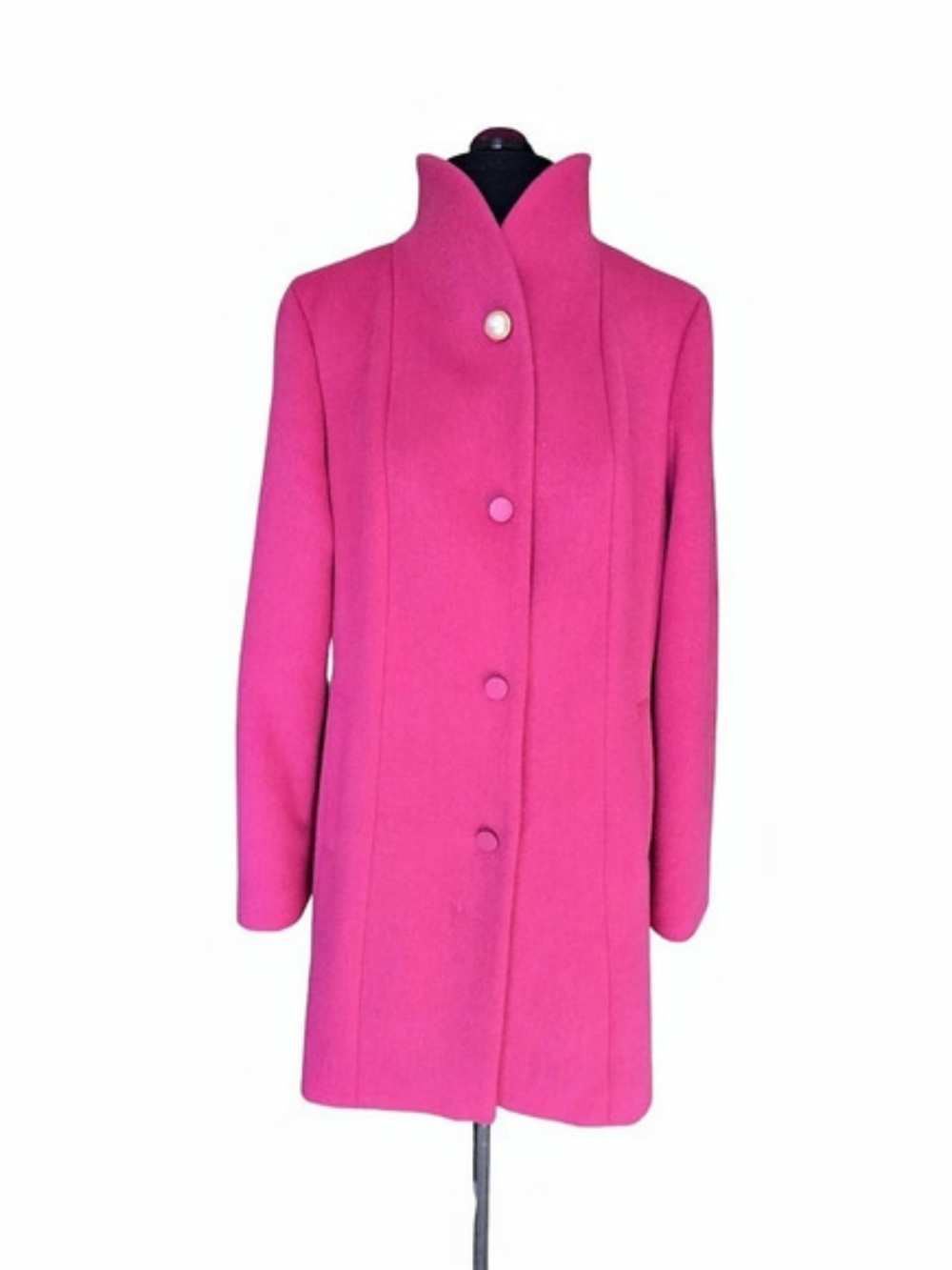 Kate Spade Hot Pink Wool-Blend Coat Size S Like New Barbiecore Office Night Out